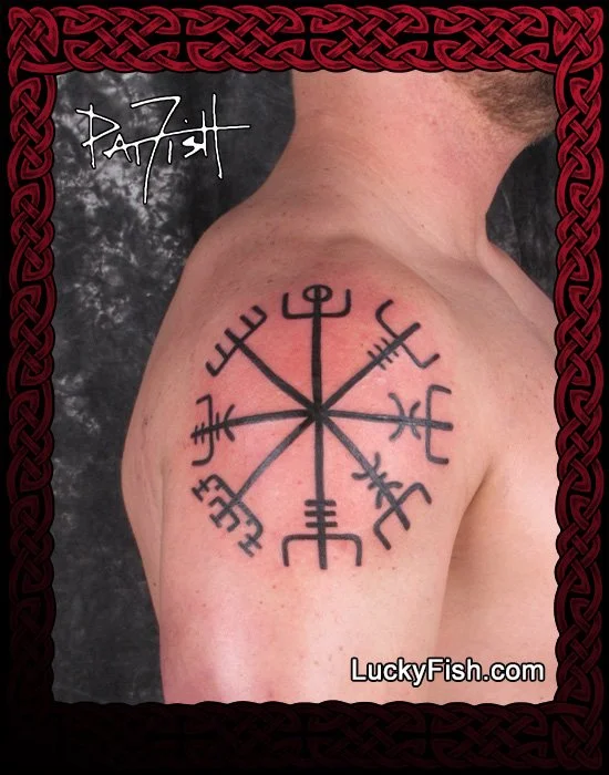 Vegvisir Nordic Icelandic Compass Tattoo Design