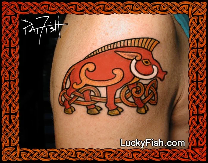 Raging Pictish Boar Tattoo Design