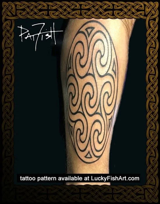 Seven Spiral Shield Tattoo Design