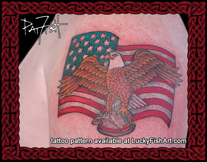 Patriotic Eagle American Tattoo Design