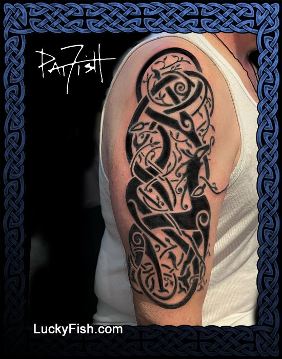 Nordic Viking Urnes Deer Tattoo Design