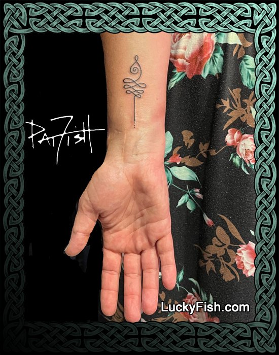 Unalome Buddhist tattoo design — LuckyFish, Inc. and Tattoo Santa Barbara