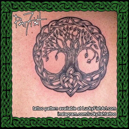 Celtic Heart Tree Ring Tattoo Design