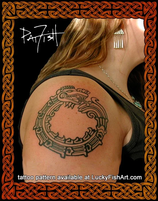 Aztec Quetzalcoatl Serpent Tattoo Design