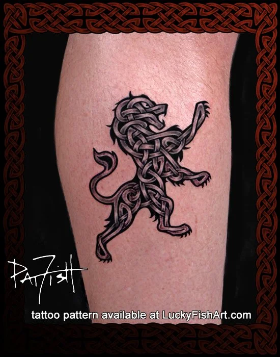 Knotted Heraldic Lion Tattoo Design