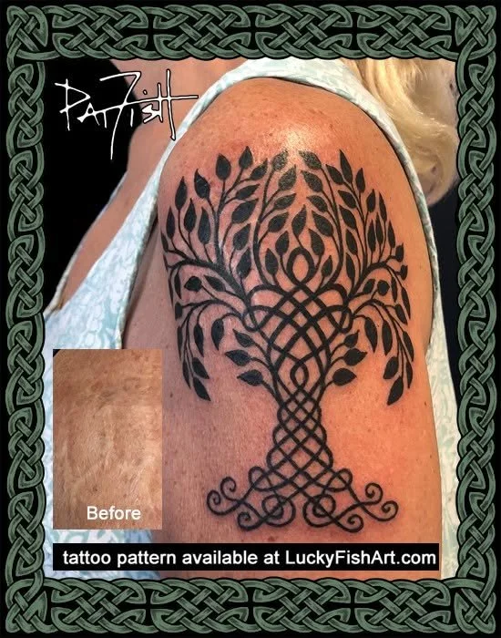 Celtic Tree of Life Black Graphic Tattoo Design