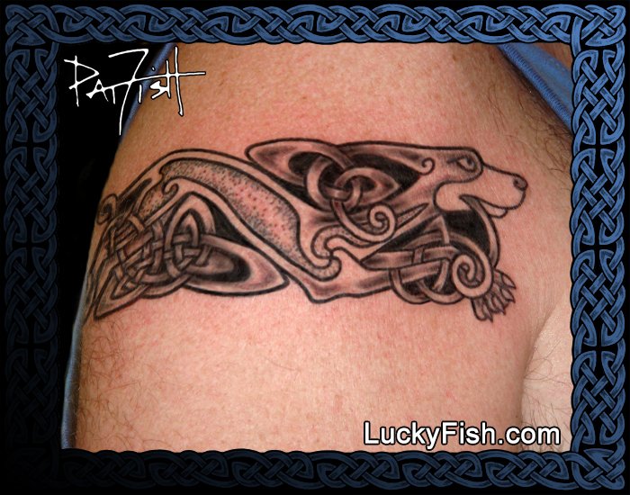 Canis Fidus Celtic Dog Tattoo Design — LuckyFish, Inc. and Tattoo Santa ...
