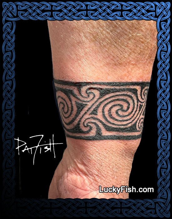 Triple Spiral Tattoo with Pictish Band Design — LuckyFish, Inc. and ...