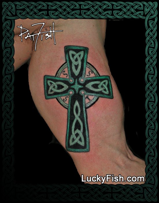 Celtic Cross tattoo design etched in black ink