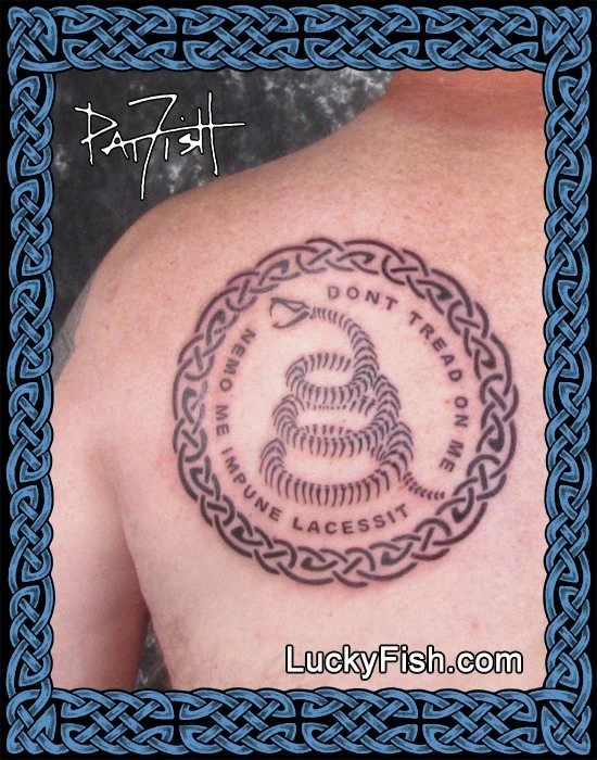 Skeletal Gadsden Flag Tattoo Design