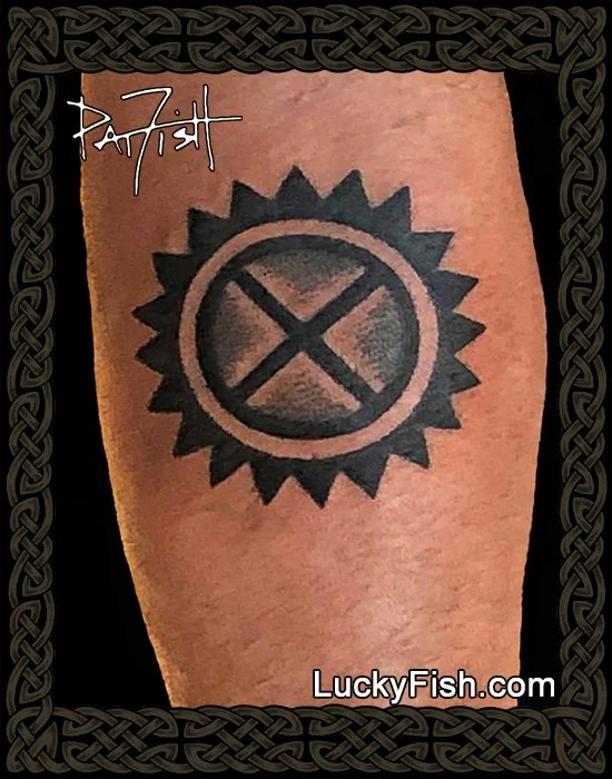 Chumash Indian Sun Design Tattoo