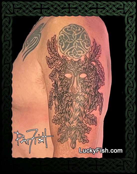 Celtic Oak Green Man Tattoo Design — LuckyFish, Inc. and Tattoo Santa  Barbara