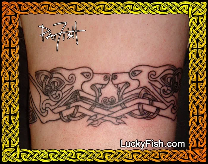 Mighty Dogs Celtic Band Tattoo Design