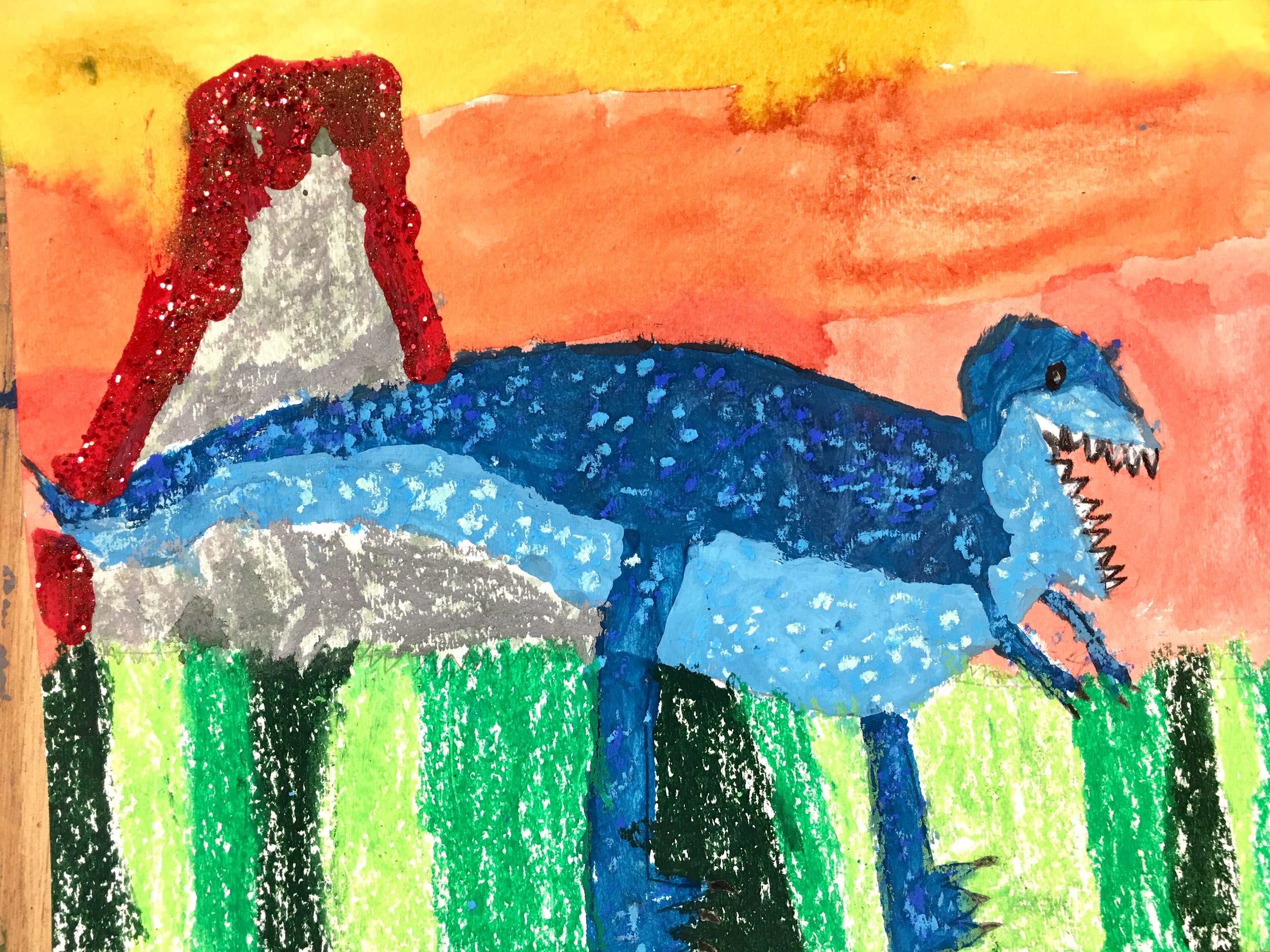 Derrick Lee blue dinosaur drawing Mini Makers 2017.jpg