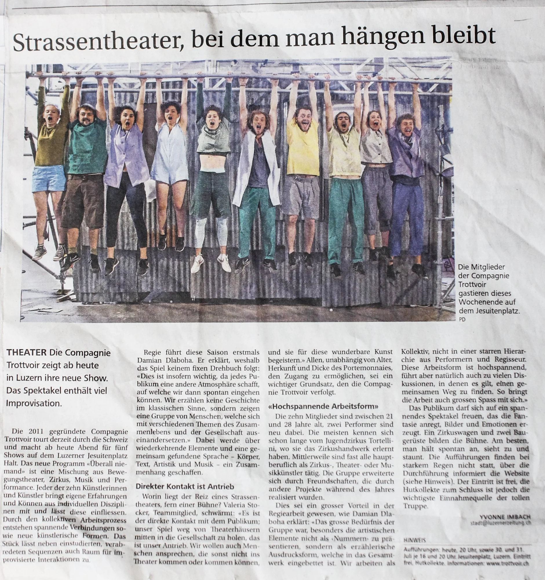 27. Juli 2016 -- Neue Luzerner Zeitung