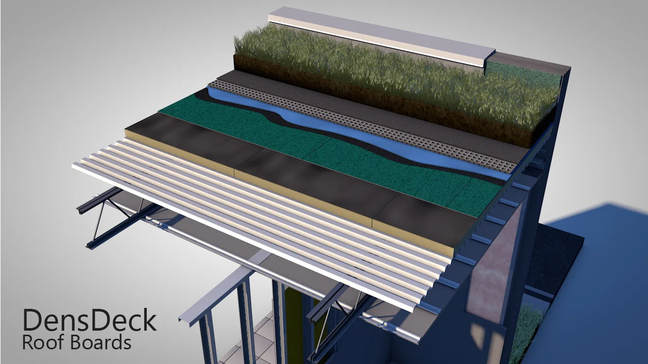  From interior to exterior, GP's products have the entire building's construction covered. We wanted to show any and every case of their products as well as push the animation further, and the green roof was the detail that, in my opinion, really sol