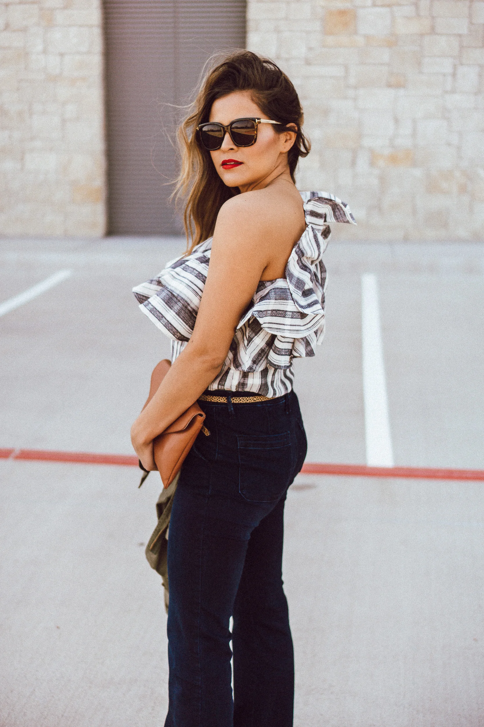 One Shoulder Top with Ruffle Details