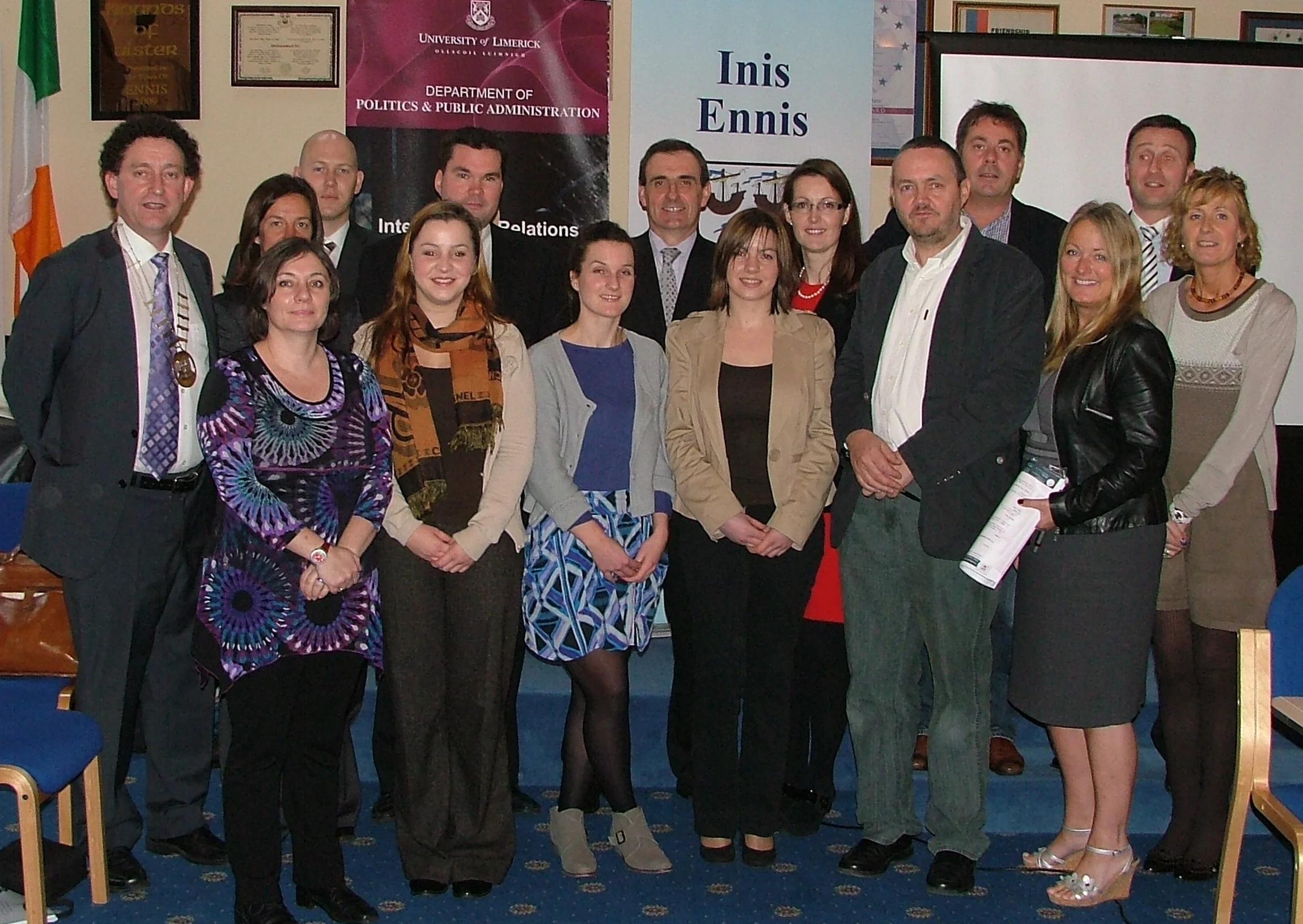Town Officials with UL staff and students at Launch of Ennis 2020