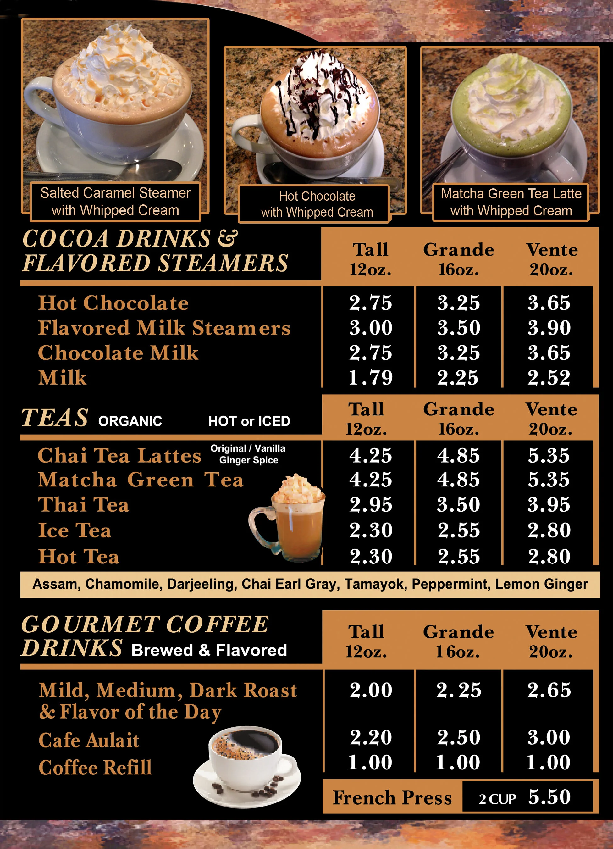 Menu — Barista's Coffee House