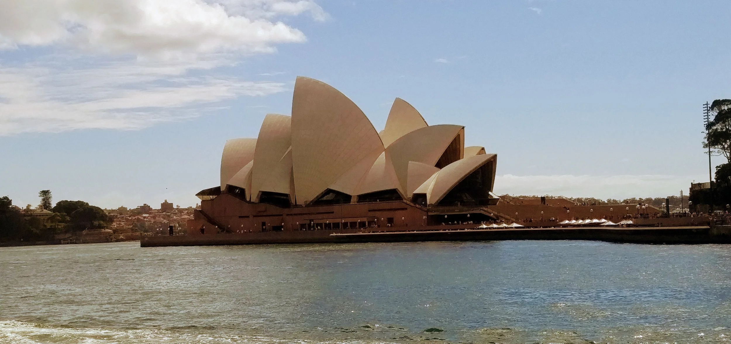 The view of Opera House from a harbor cruise.