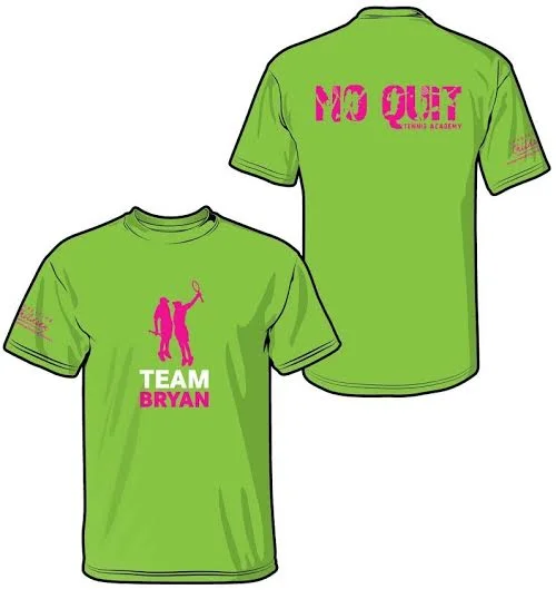 Team Bryan shirts are $20.00, and are available in green (as shown), blue, white, and pink. Please remember that participants that wish to take the annual photo with Bob and Mike Bryan must have a Team Bryan shirt on. Colors and sizes are based on availability.