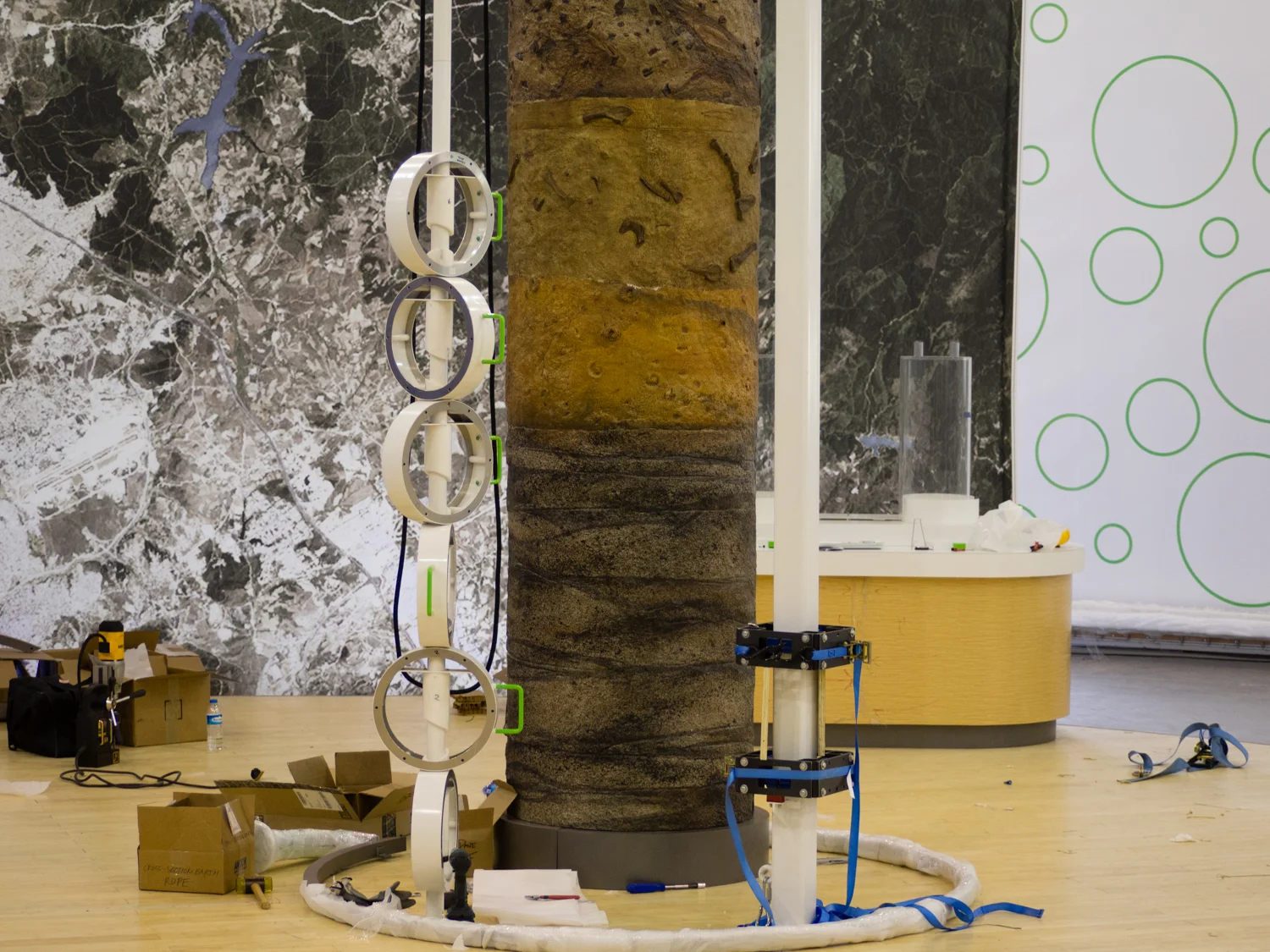 The soil column midway through final installation