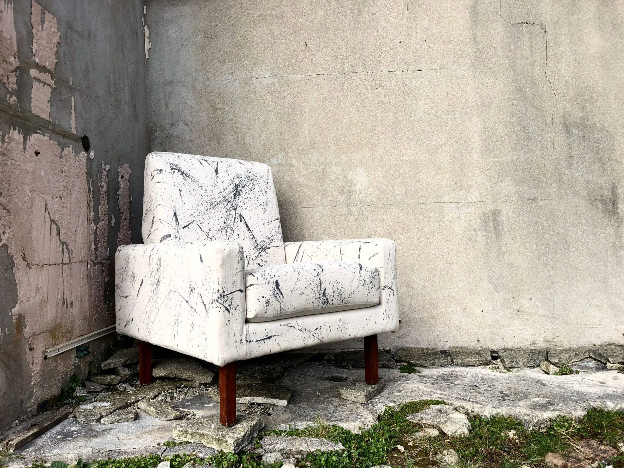 Hand Painted Mid Century Military Retro Lounge Chair