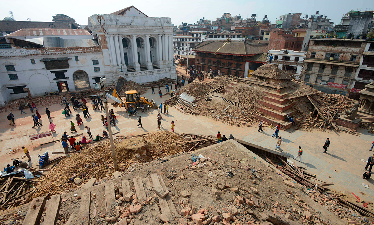 Durbar Square, juste après le seisme. ©DR (from the web))