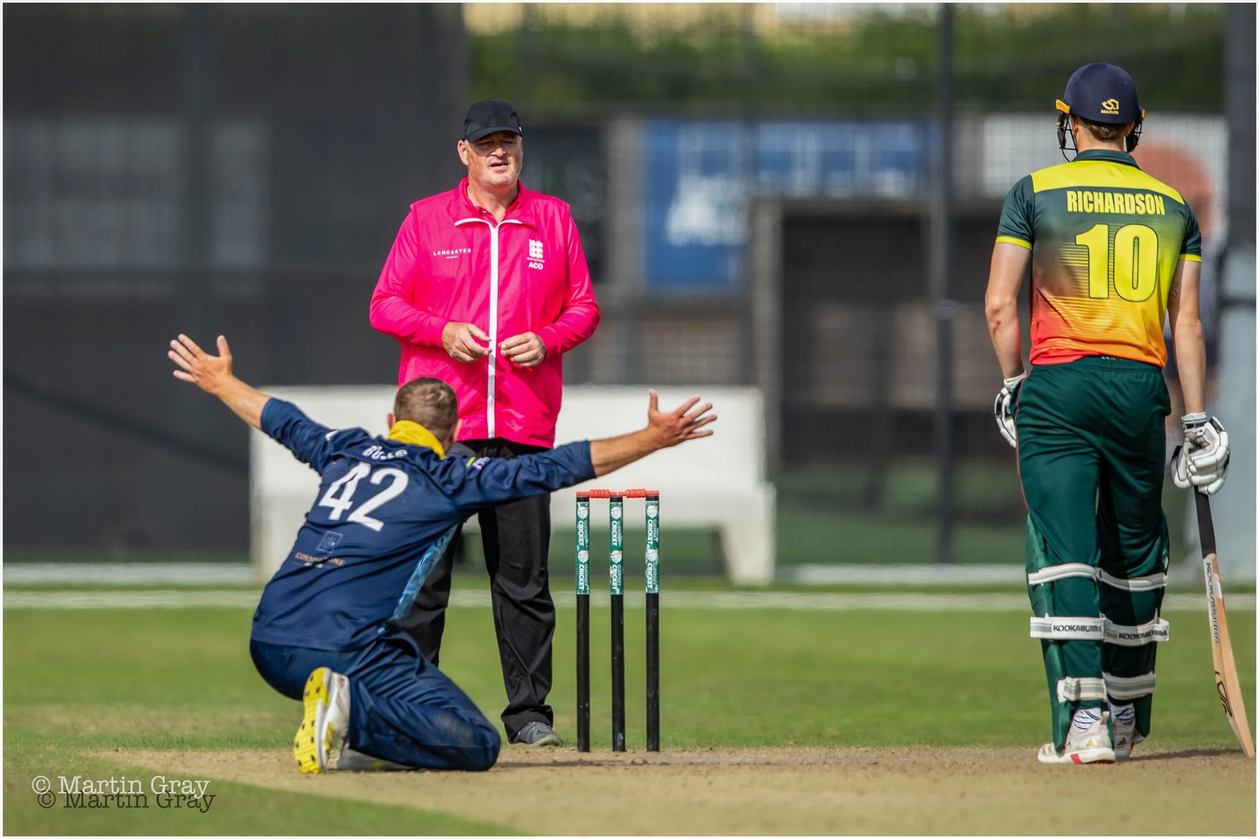 Umpire Owen Brock considers a successful lbw appeal from Josh Butler-9532.jpg