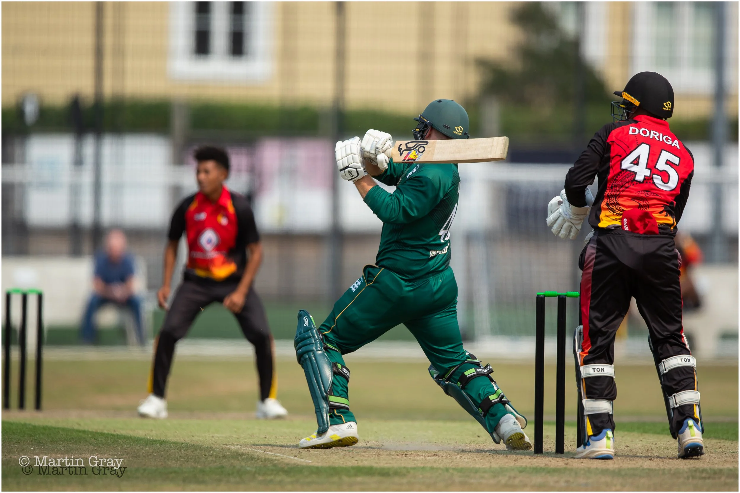 Josh Butler hoists a ball to the legside boundary-6507.jpg