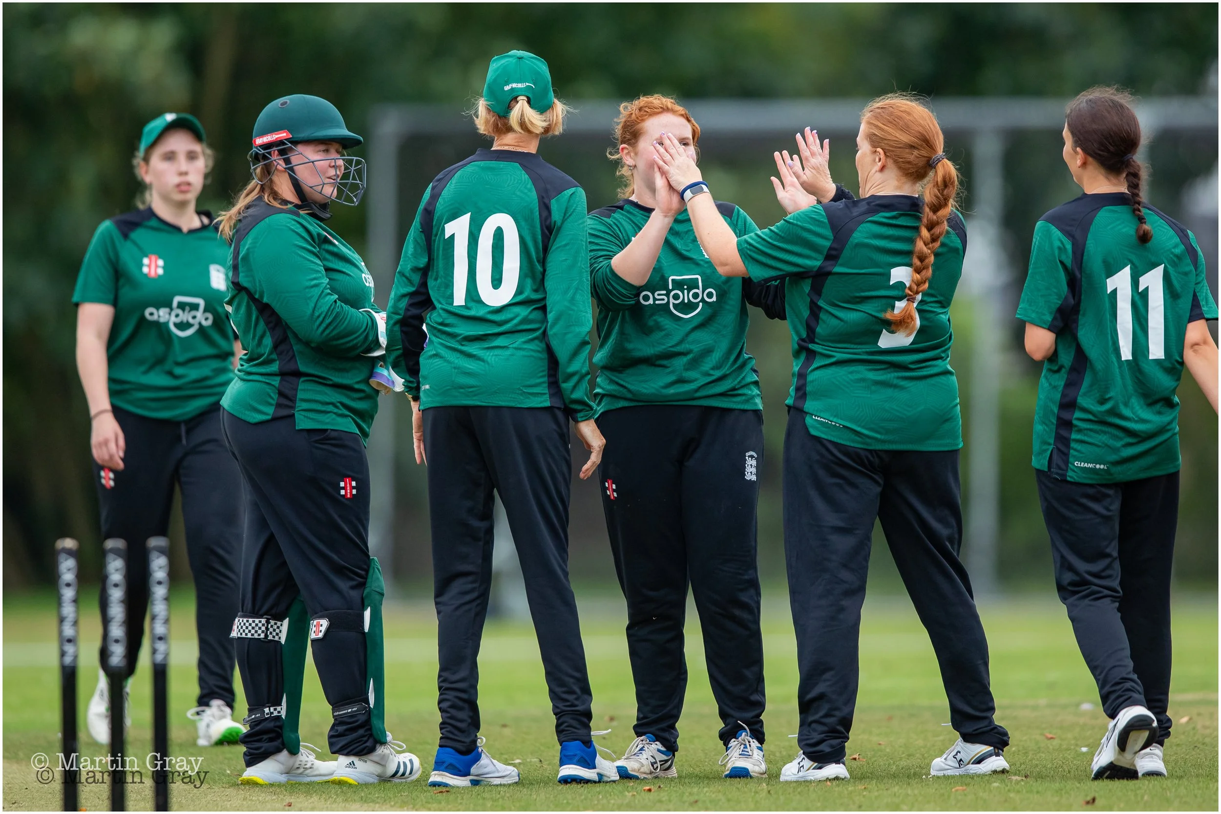 Amelia Wheatcroft is congratulated on bowling Isabella Peters-8255.jpg
