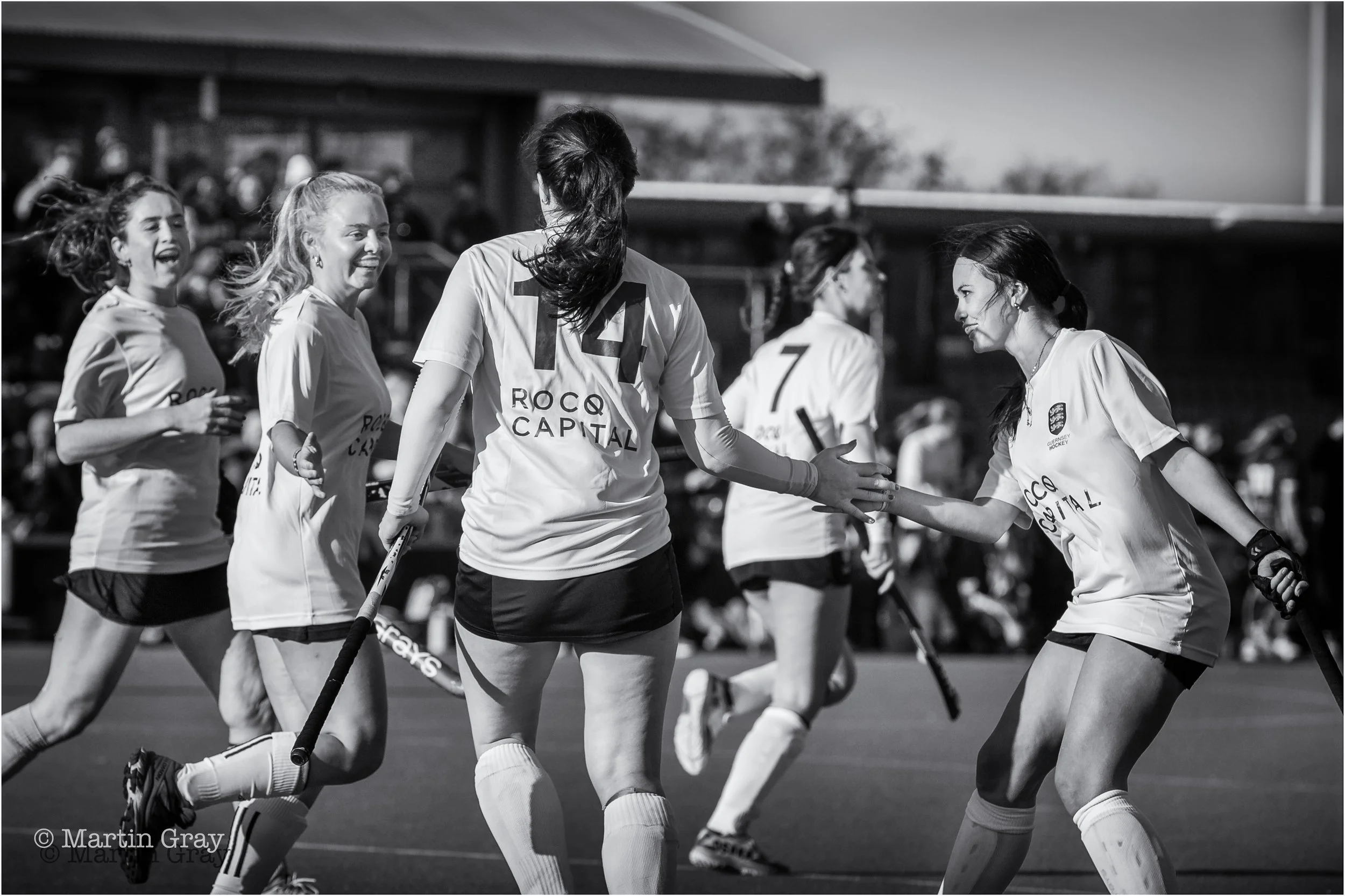 Rocq Ladies Nomads celebrate a Ruby Swaisland goal B+W-2.jpg