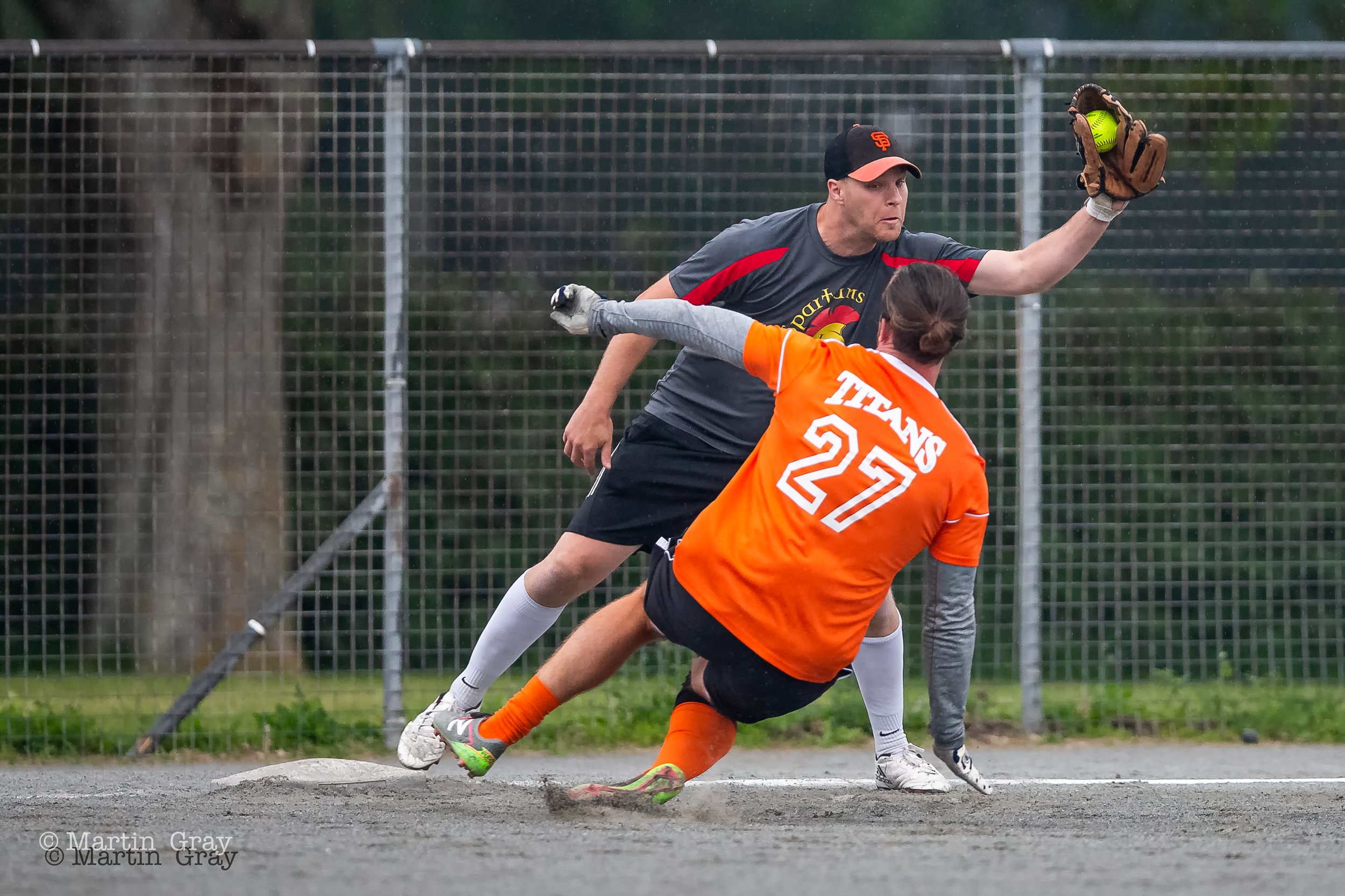 Spartans Danny Penney and James Brehaut at third. Out!-8113.jpg
