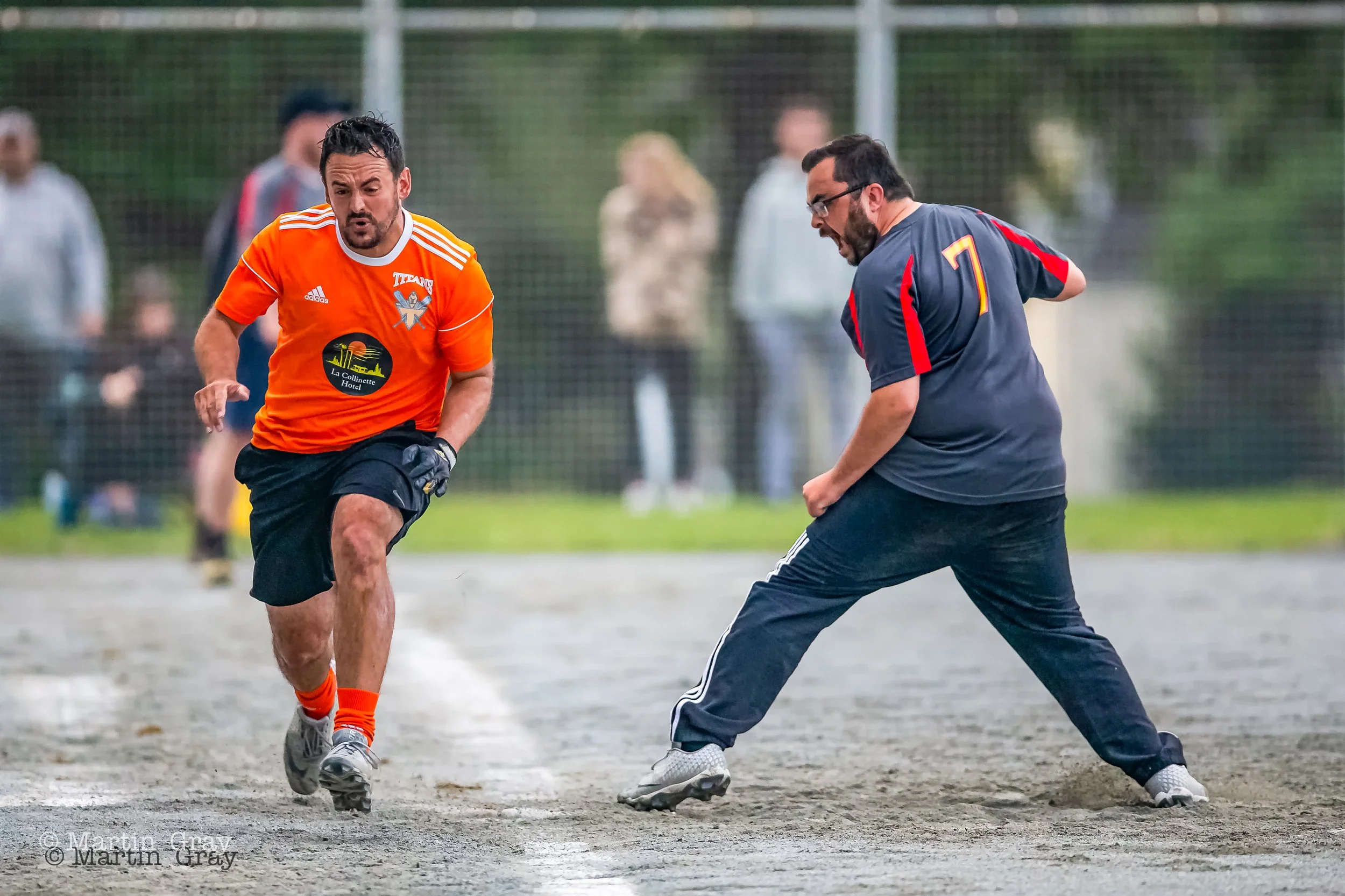 Titans Matt Kershaw fails to make first base as Rob Priaulx gets his man. Out-8207.jpg