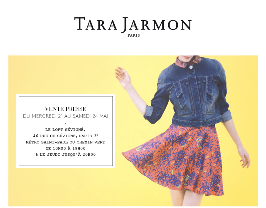Vente Presse Tara Jarmon du 21 au 24 mai 2014