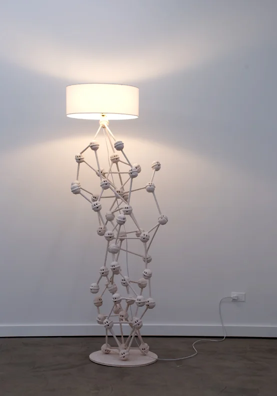  Lamp Model 03 2011  Aqua Resin, Foam, Wood, Lamp Hardware, Shade7' X 31" 