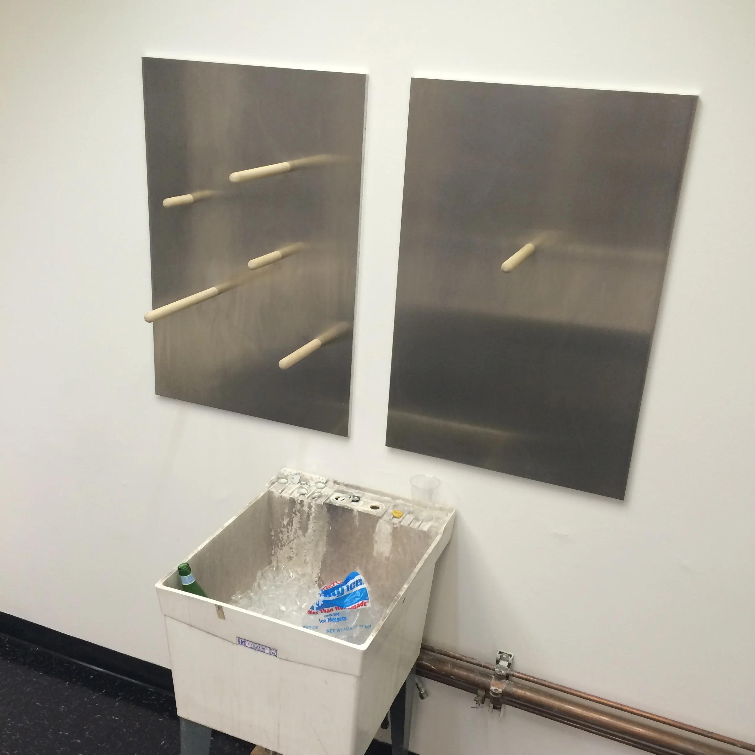  Hook and Mirror 2015  wood, aluminum, two panels 24"x36" 