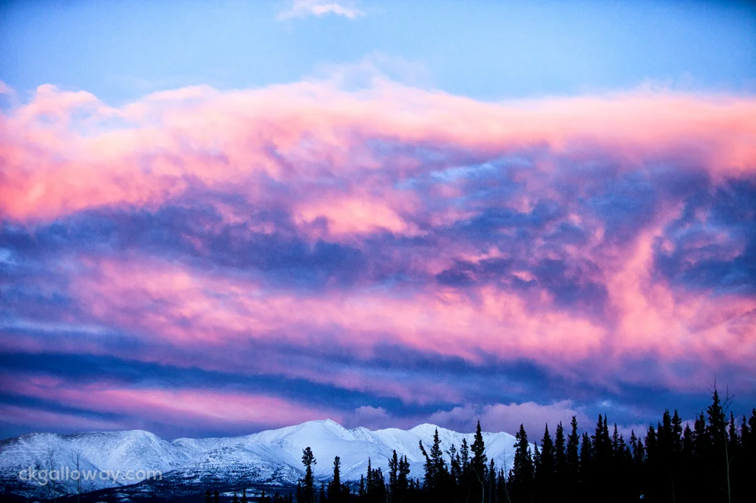 Often when we look out the window it is sunrise or sunset. That or it's dark. It's one of the benefits of very short days. Lately, every sunrise and sunset is spectacular and I am getting my camera out more often than not. This was the sunset yesterday. Photo by Christa Galloway.