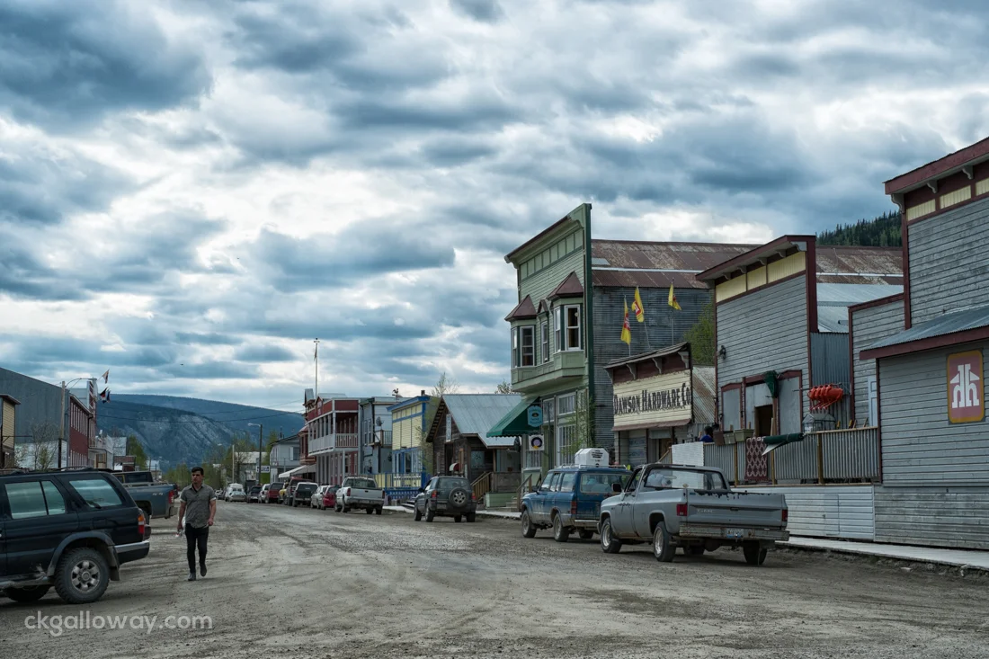 A main dirt road in Dawson City. Photo by Christa Galloway.