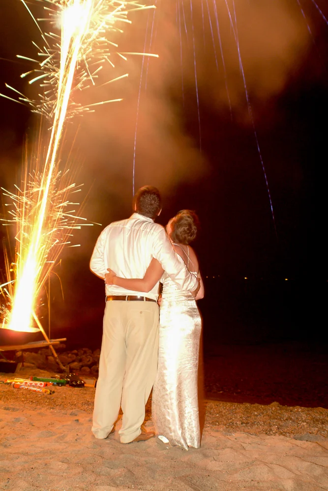 Post-wedding fireworks on the beach. Photo by Simon Furlong.