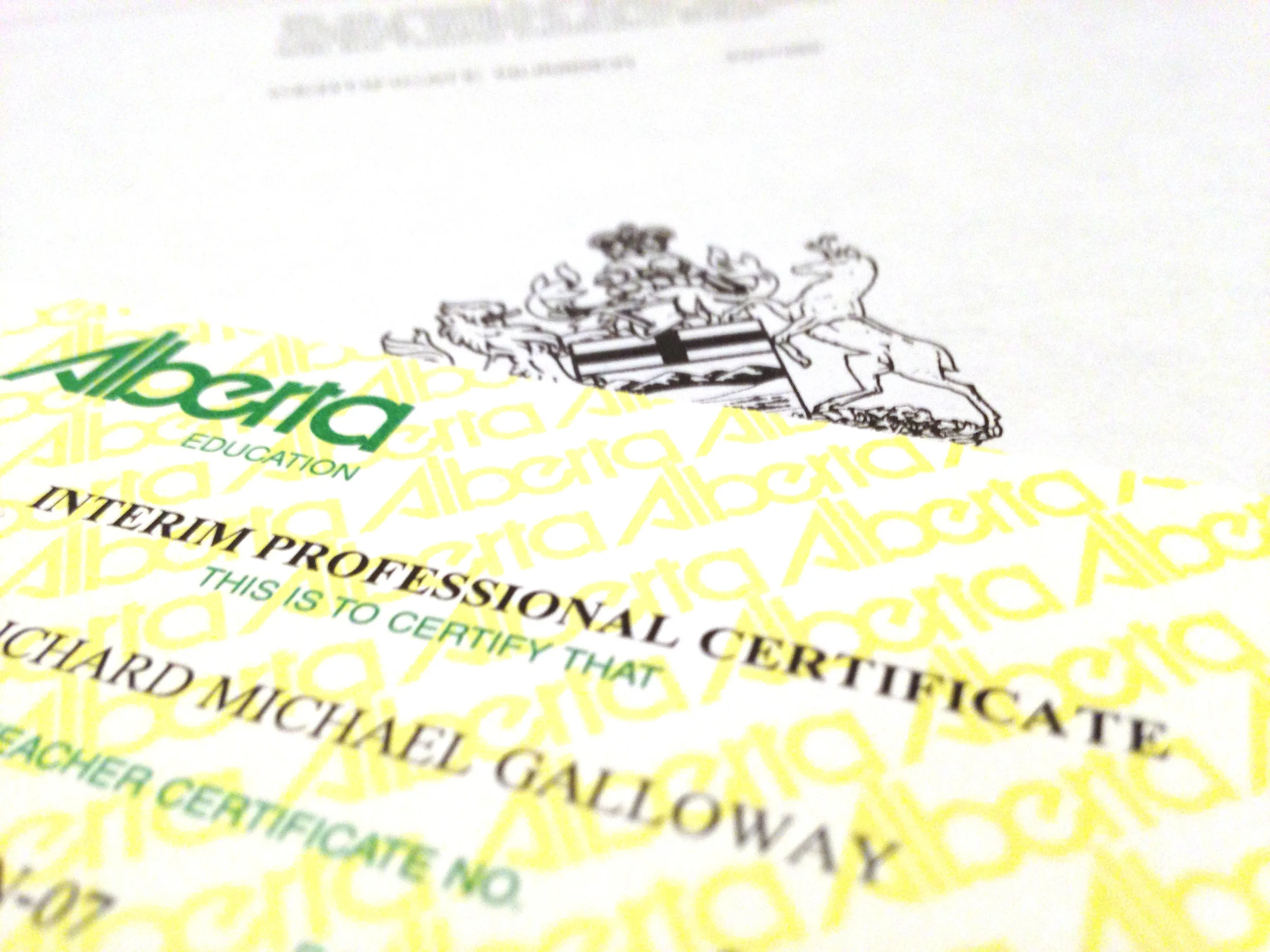 Richard Michael Galloway is officially certified to teach in Canada.