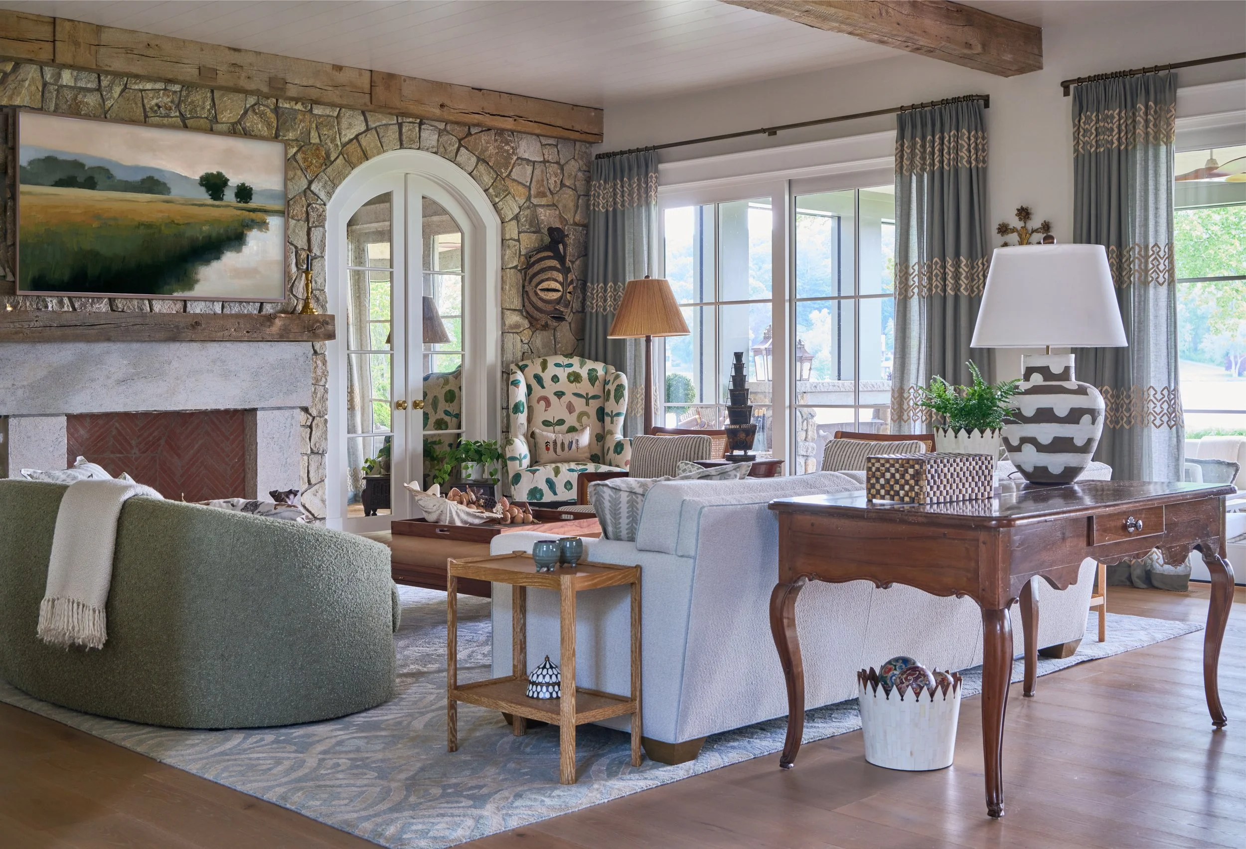  family room opening to porch and lake 
