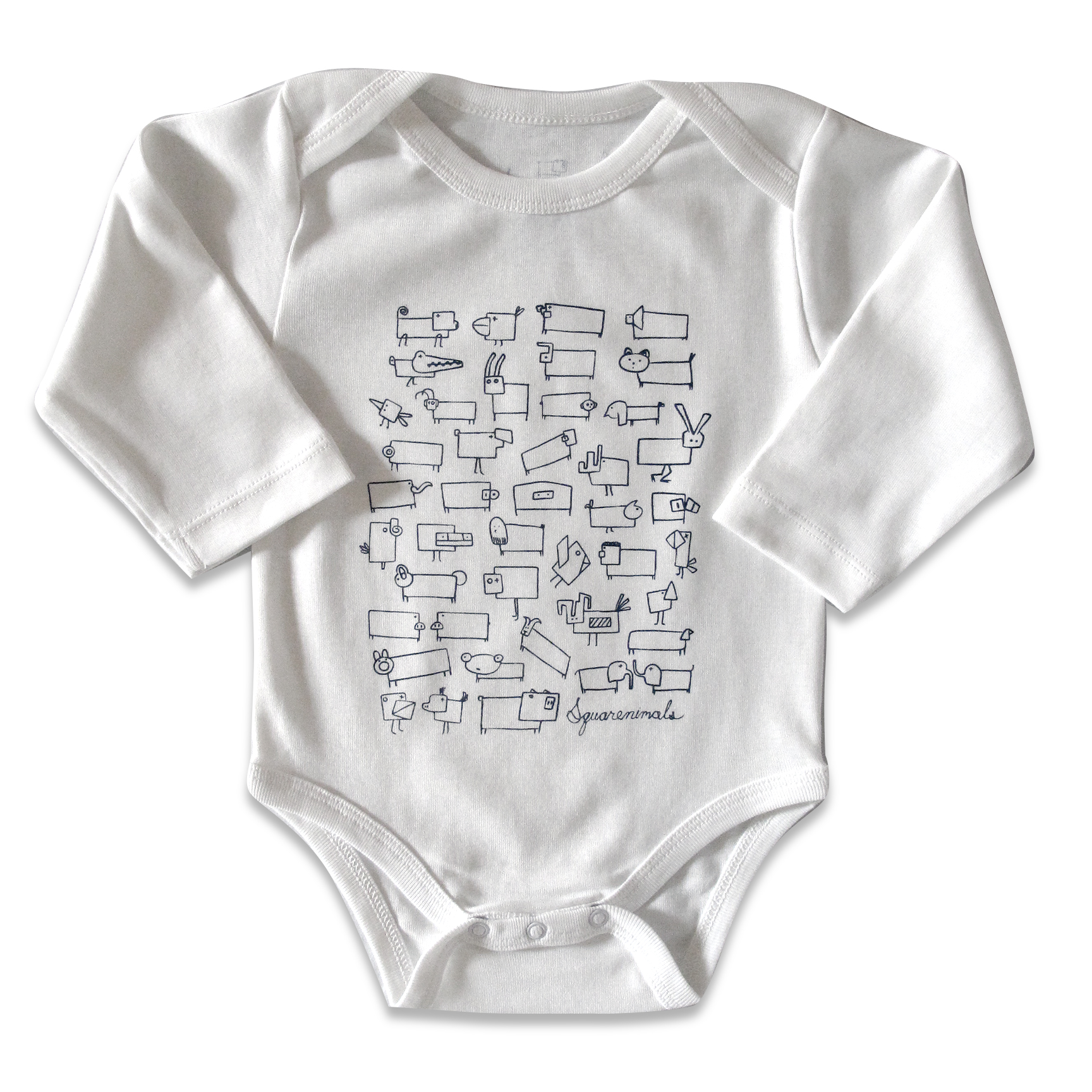 Organic Baby Onesie Long Sleeve : Squarenimals