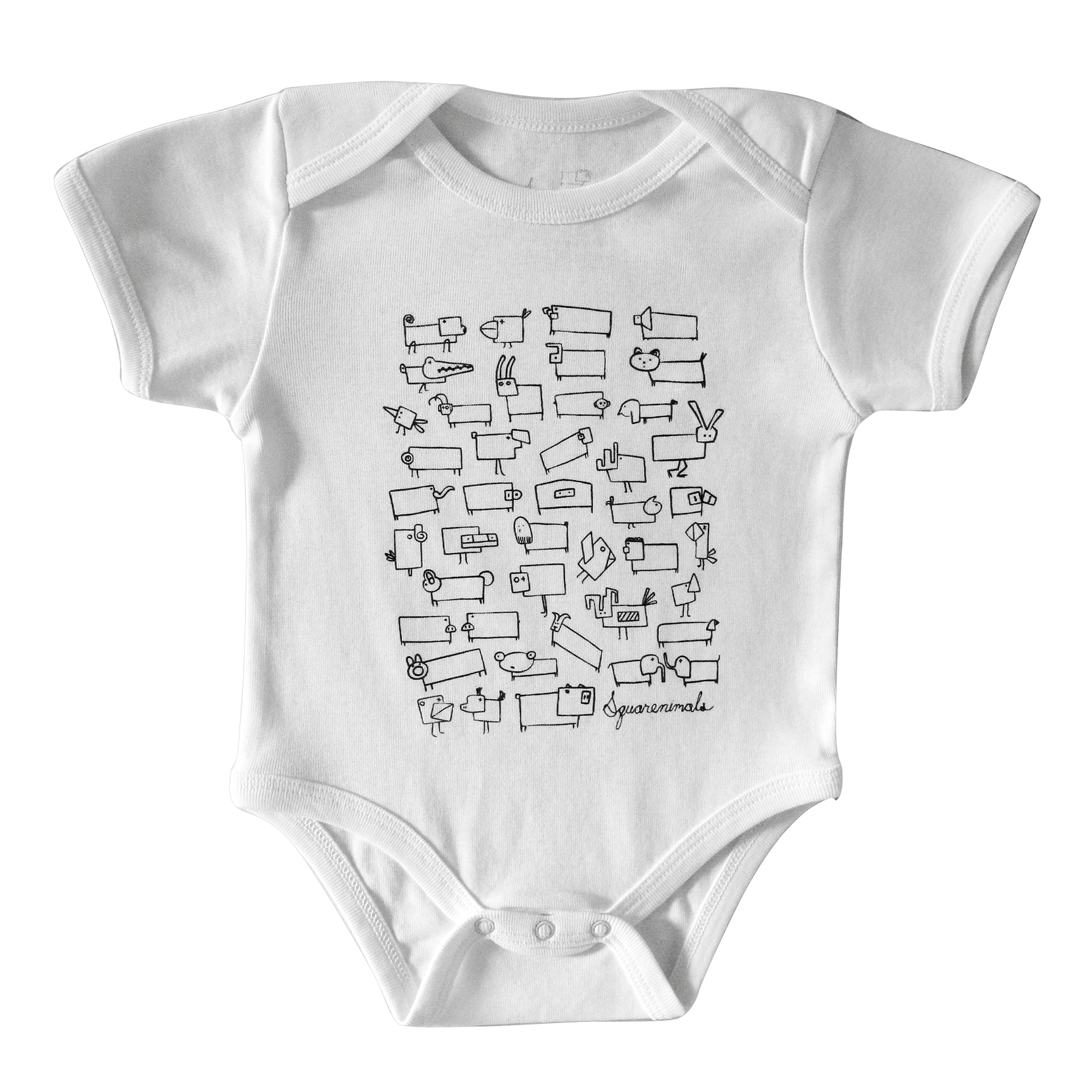Organic Baby Onesie Short Sleeve : Squarenimals