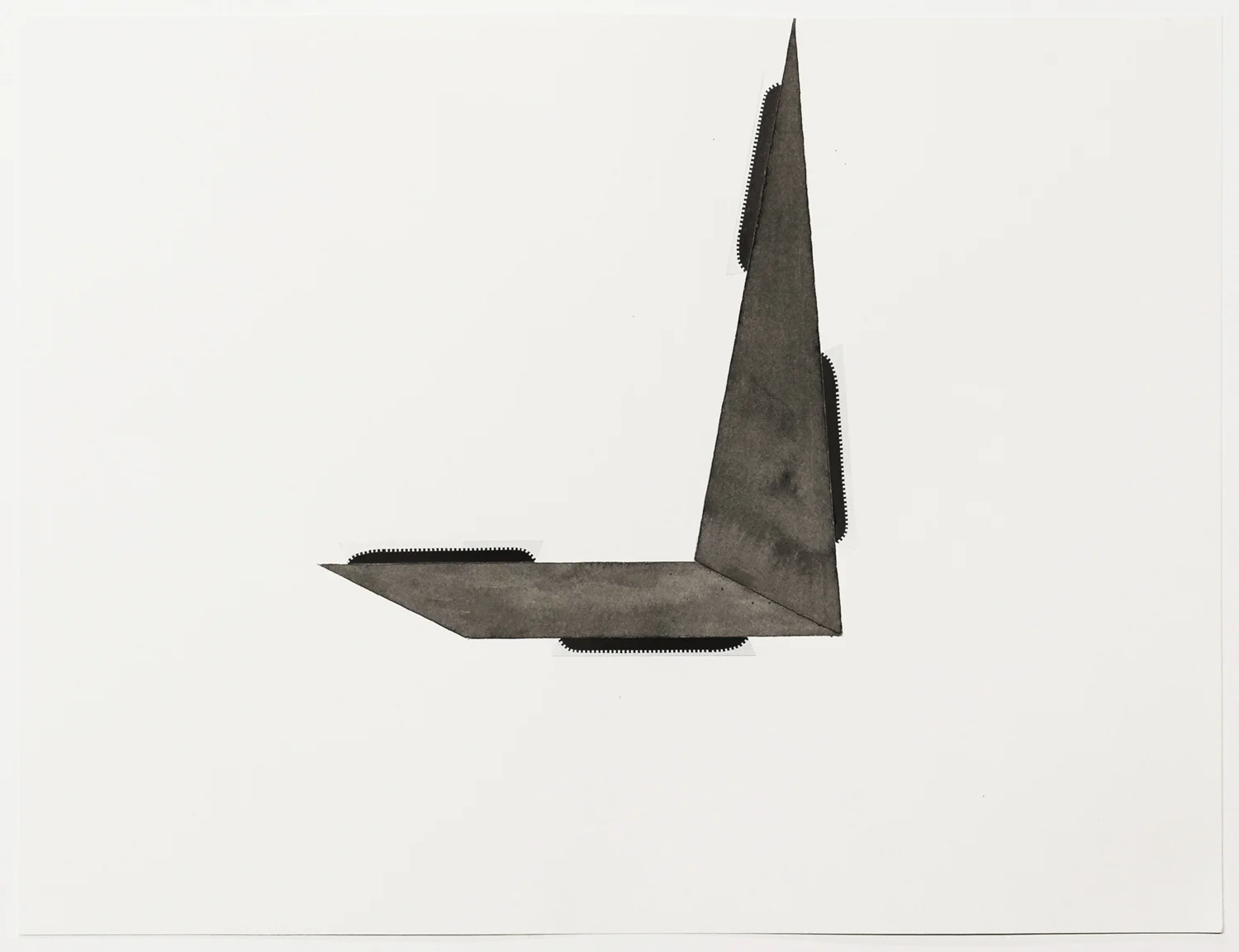 Untitled (no. 18), 2013, from the Black Box Project, ink, collage on paper, 12 x 16”