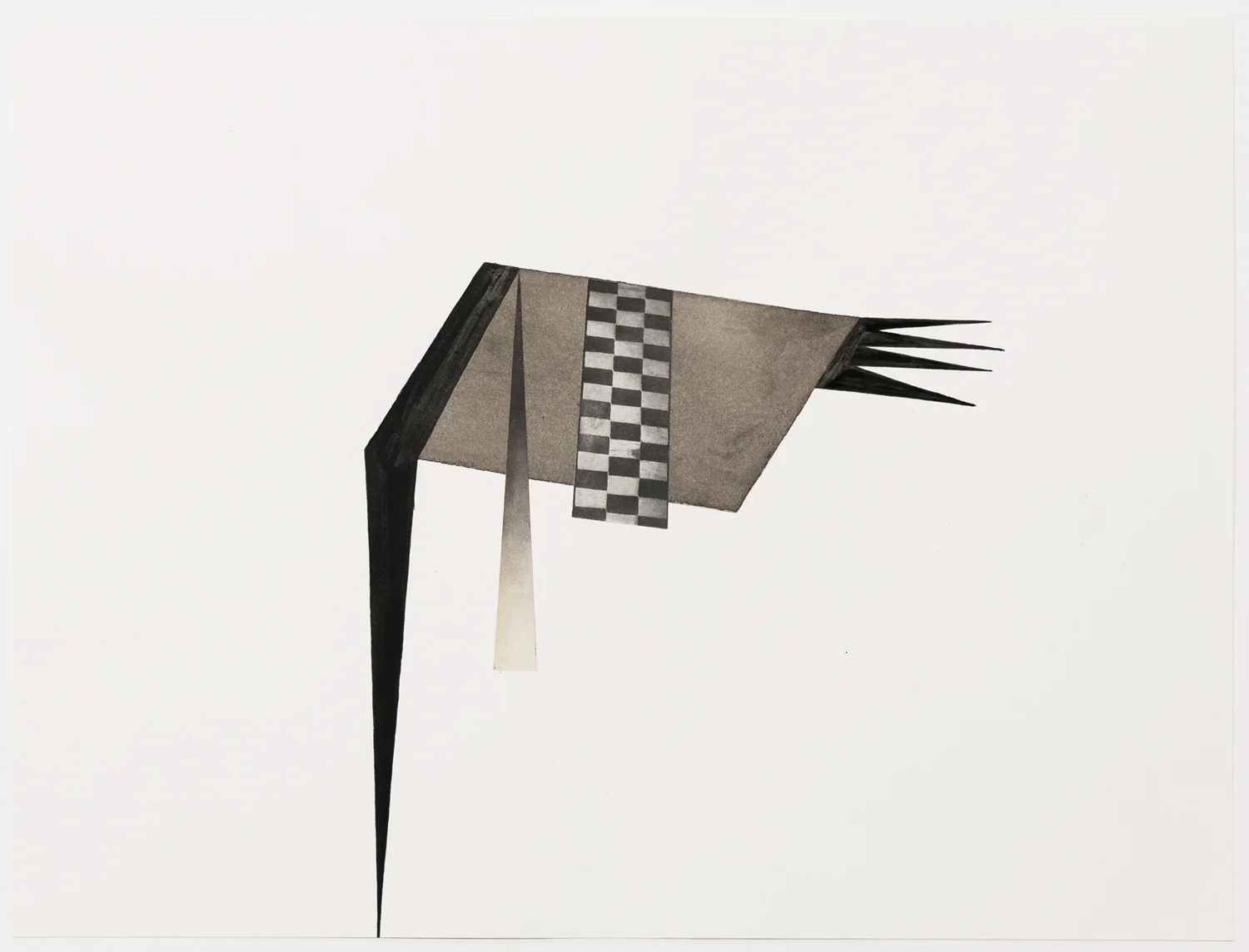 Untitled (no. 22), 2013, from the Black Box Project, ink, collage on paper, 12 x 16”