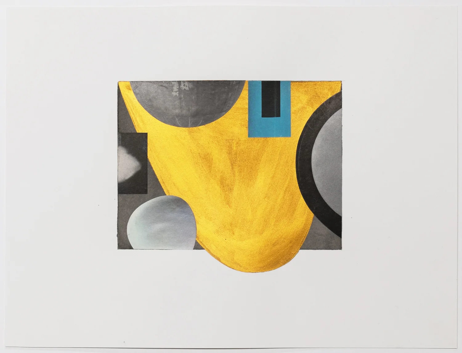 Untitled (no. 31), 2013, from the Black Box Project, ink, paint, collage on paper, 12 x 16”