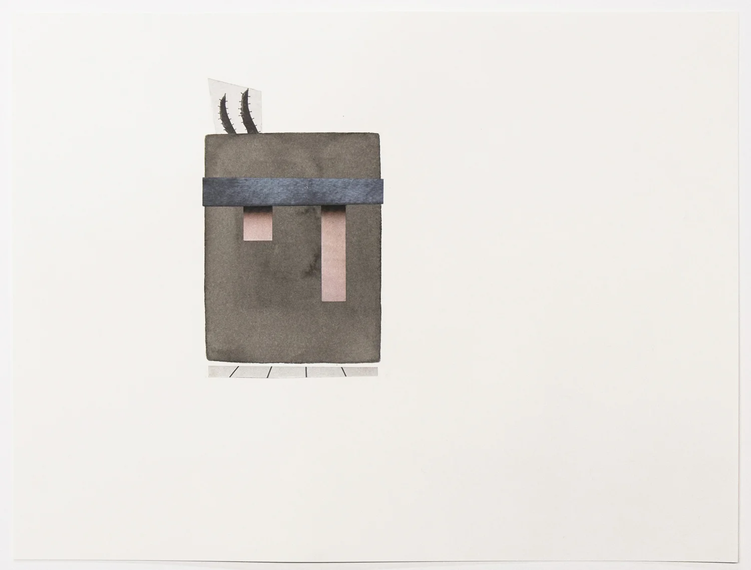 Untitled (no. 38), 2013, from the Black Box Project, ink, collage on paper, 12 x 16”