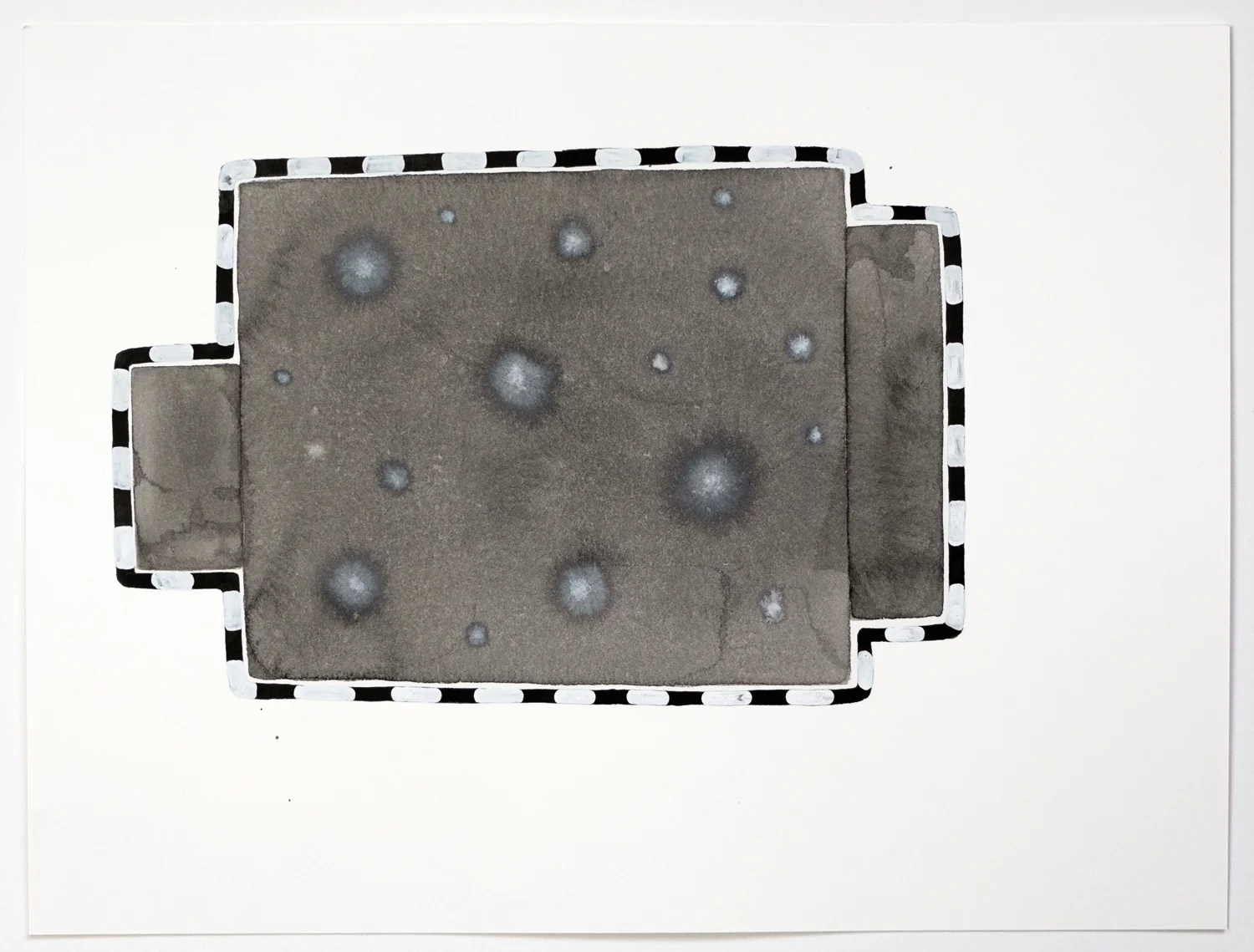 Untitled (no. 57), 2013, from the Black Box Project, ink, collage on paper, 9 x 12”
