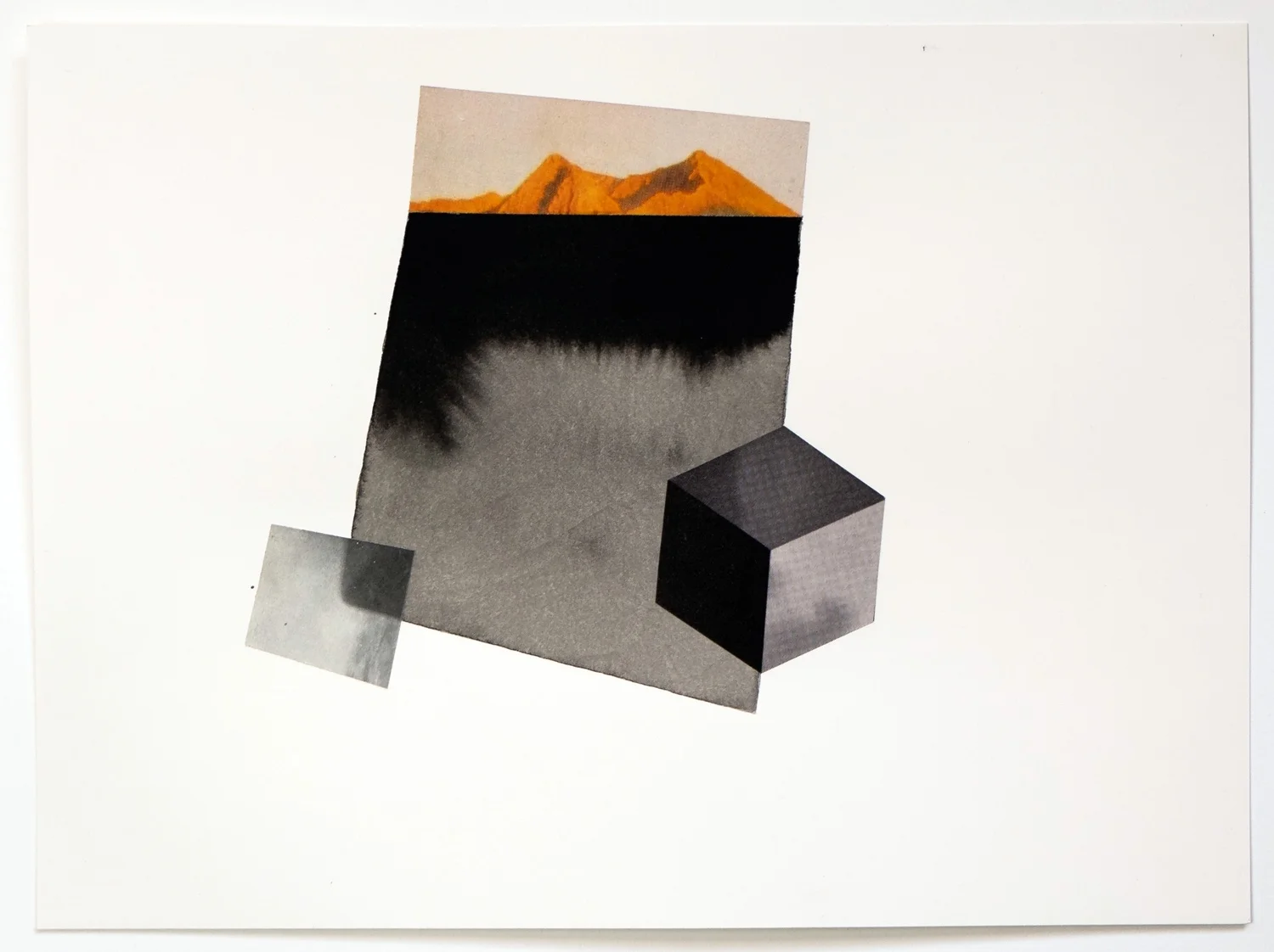 Untitled (no. 42), 2013, from the Black Box Project, ink, collage on paper, 9 x 12”